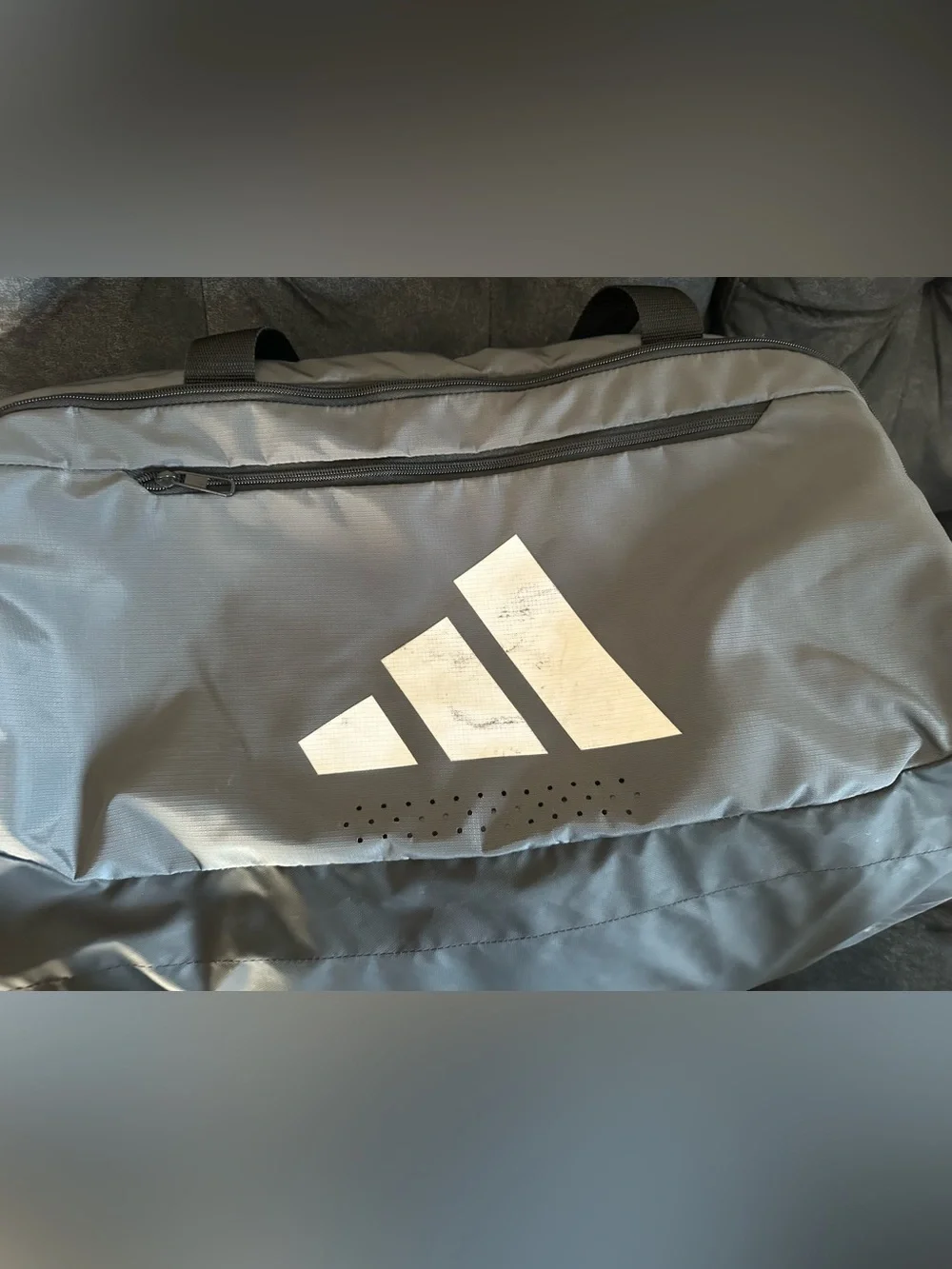 Gray Adidas-Defender 5 large duffel bag